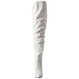 Bílá Koženka 10 cm CLASSIQUE-3011 Vysoké Kozačky Nad Kolena