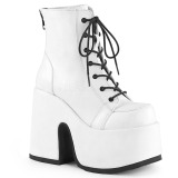 Bílá Koženka 13 cm DEMONIA CAMEL-203 chunky gothic kotnikové kozačky