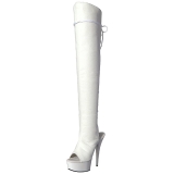 Bílá Koženka 15 cm DELIGHT-3019 Kozačky Nad Kolena Platformě