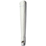 Bílá Koženka 15 cm DELIGHT-3019 Kozačky Nad Kolena Platformě
