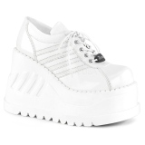Bílá Vegan 12 cm STOMP-08 Gothic Kotníkové Kozačky Klínové