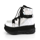 Bílá Vegan 7,5 cm NEPTUNE-181 demonia kotnikové kozačky - unisex cyberpunk boty