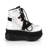 Bílá Vegan 7,5 cm NEPTUNE-181 demonia kotnikové kozačky - unisex cyberpunk boty