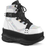 Bílá Vegan 7,5 cm NEPTUNE-181 demoniacult kotnikové kozačky - unisex cyberpunk boty