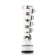 Bílá Vegan 8,5 cm TRASHVILLE-518 demonia kozačky - unisex kozačky na platformě