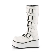 Bílá Vegan 8,5 cm TRASHVILLE-518 demonia kozačky - unisex kozačky na platformě