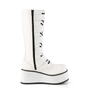 Bílá Vegan 8,5 cm TRASHVILLE-518 demonia kozačky - unisex kozačky na platformě