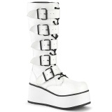 Bílá Vegan 8,5 cm TRASHVILLE-518 demoniacult kozačky - unisex kozačky na platformě