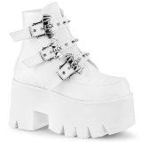 Bílá Vegan 9 cm ASHES-55 demonia kotnikové kozačky