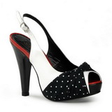 Bílé Body 12 cm retro vintage BETTIE-09 Platformě Lodičky Peep Toe