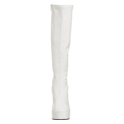 Bílé lakované kozačky platformy 13 cm - 70 léta hippie disco - kozačky pod kolena