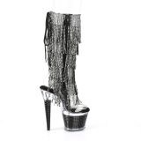Bílé strass kamen 18 cm SPECTATOR-2017RSF pleaser kozačky na podpatku