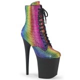 Bílé strass kamen 20 cm FLAMINGO-1020RS2 pleaser kozačky na podpatku