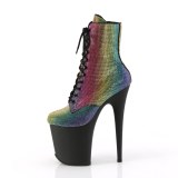 Bílé strass kamen 20 cm FLAMINGO-1020RS2 pleaser kozačky na podpatku