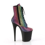 Bílé strass kamen 20 cm FLAMINGO-1020RS2 pleaser kozačky na podpatku