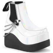 Bílé veganské boots 13 cm VOID-50 demonia kozačky na klínku