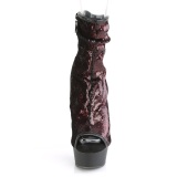 Burgundske 15 cm DELIGHT-1008SQ kotnikové kozačky s flitry na podpatku