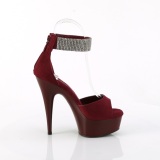 Burgundske 15 cm DELIGHT-625 vysoké podpatky s kotníkovými popruhy