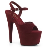 Burgundske Koženka 18 cm ADORE-709FS dámské sandály na podpatku