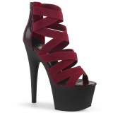 Burgundske elastický pás 18 cm ADORE-748SP pleaser boty na podpatku