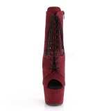 Burgundske faux suede 18 cm ADORE-1021FS kotníkové kozačky pro tanec na tyči