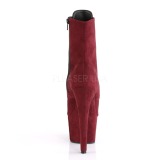 Burgundske faux suede 18 cm ADORE-1021FS kotníkové kozačky pro tanec na tyči