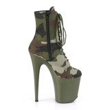 Camoflash plátno 20 cm FLAMINGO-1020CAMO pleaser kotníkové kozačky s platformě