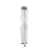 FLAMINGO-1020 20 cm pleaser kozačky na vysoké podpatky bílé