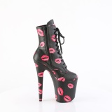FLAMINGO-1020KISSES 20 cm pleaser kozačky na vysoké podpatky cerny
