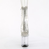 FLAMINGO - 20 cm pleaser kozačky na vysoké podpatky strass průhledné