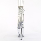 FLAMINGO - 20 cm pleaser kozačky na vysoké podpatky strass průhledné