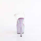 Fialový 18 cm BEJEWELED-708RRS Boty na podpatku pro tanec na tyči strass platformy