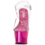 Fuchsia Průhledný 18 cm SKY-308 Vysoké Podpatky Platformě