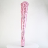 Glitter 18 cm ADORE-3020GP Růžový kozačky nad kolena šněrovací