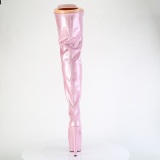 Glitter 18 cm ADORE-3020GP Růžový kozačky nad kolena šněrovací