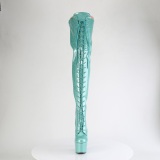 Glitter 18 cm ADORE-3020GP Zelené kozačky nad kolena šněrovací