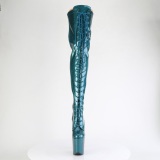 Glitter 20 cm ADORE-3020GP Modrá zelená kozačky nad kolena šněrovací