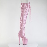 Glitter 20 cm PEEP TOE Růžový kozačky nad kolena šněrovací