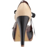 Hnědý 11,5 cm retro vintage BETTIE-19 dámské boty na vysokém podpatku