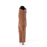 Hnědý faux suede 20 cm FLAMINGO-1021FS kotníkové kozačky pro tanec na tyči