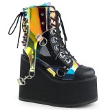 Hologram 14 cm SWING-115 Gothic Kotníkové Kozačky Klínové