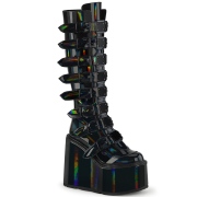 Hologram 14 cm SWING-815 alternativní kozačky platformě přezky cerny