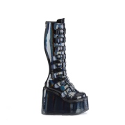 Hologram 14 cm SWING-815 alternativní kozačky platformě přezky cerny