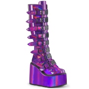 Hologram 14 cm SWING-815 alternativní kozačky platformě přezky nachovy