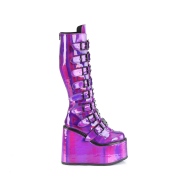 Hologram 14 cm SWING-815 alternativní kozačky platformě přezky nachovy