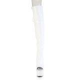 Hologram 18 cm ADORE-3019HWR kozačky nad kolena otevřenou špičkou s tkaničkami bílé
