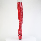Hologram 18 cm ADORE-3019HWR kozačky nad kolena otevřenou špičkou s tkaničkami Červené