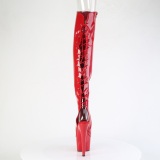 Hologram 18 cm ADORE-3019HWR kozačky nad kolena otevřenou špičkou s tkaničkami Červené