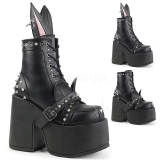 Koženka 13 cm DEMONIA CAMEL-202 gothic kotnikové kozačky s nýty