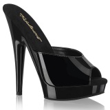 Koženka 15 cm SULTRY-601 pantoflicky podpatku cerny
